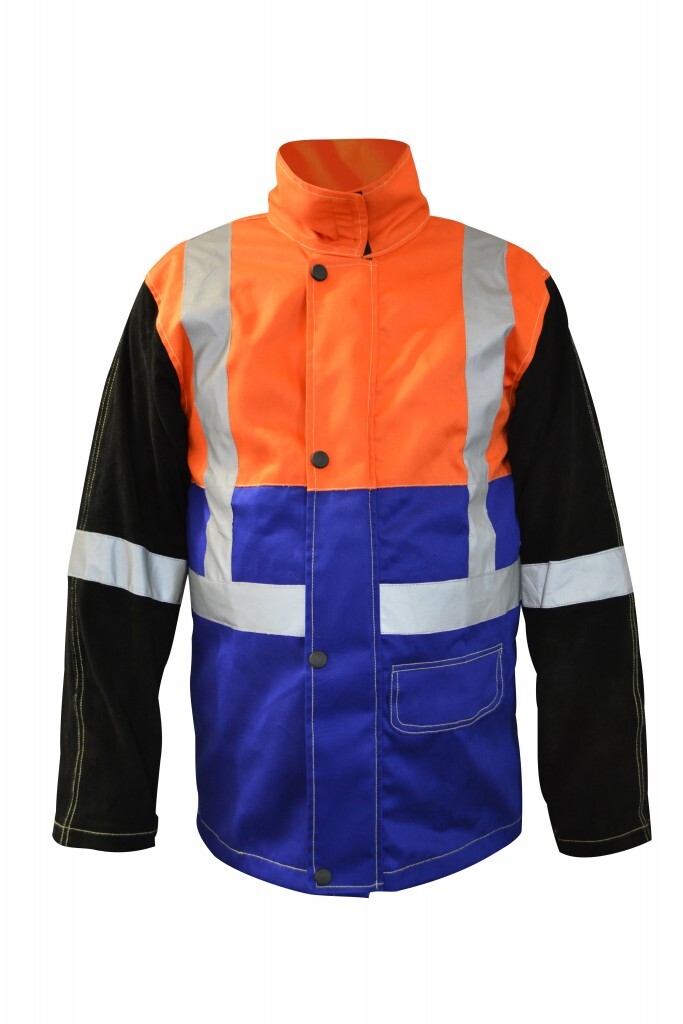 hi vis leather welding jacket