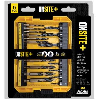 Onsite+ 17 PCE Step Tip Drill Bit & Combination Drill & Tap Set