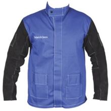 Jacket PROMAX BF3 Blue FR Leather Sleeves Weldclass