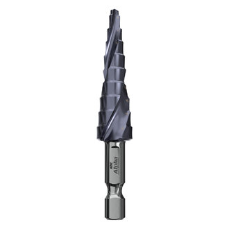 ONSITE Plus Step Drill - Quick Release 1/4in Shank | Spiral Flute | Step Tip| 9 Steps - AlTiN Coated